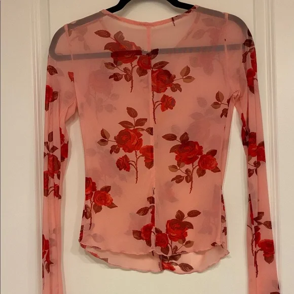 Free People Sheer Floral Tie Neck Top - Picture 4 of 5